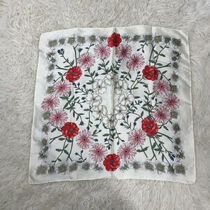Bohemian Floral White Silk Like Satin large Square Scarf Women Shawl Head wrap